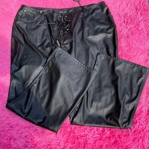 Vintage 90s No Boundaries faux leather lace fly jeans in deep black size 20W NWT